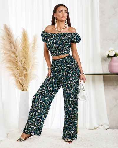 Royalfashion Must kaheosaline naiste lilleline komplekt