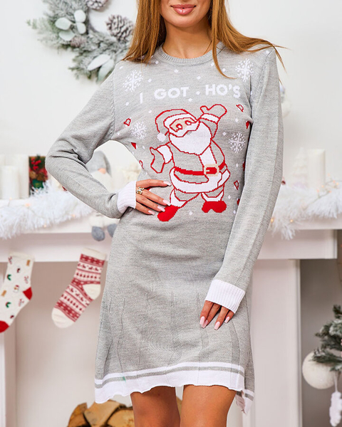 Royalfashion Christmas Sweater Women's Dress in Gray