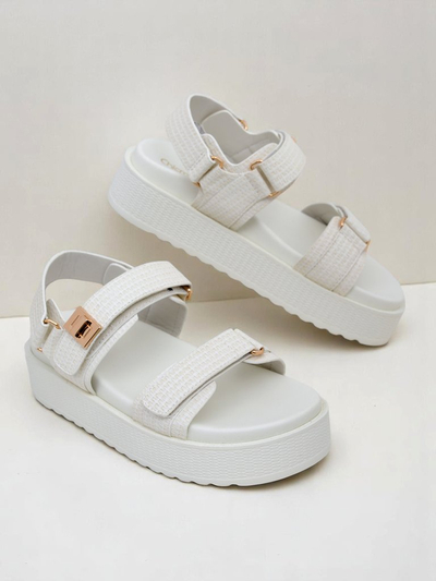 Royalfashion Kallisto – Valged naiste platvormsandaalid, ökoloogiline nahk