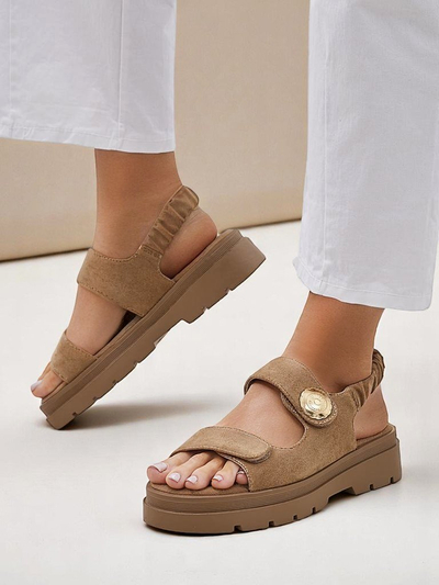 Naiste sandaalid Royalfashion Callisto pruunid öko-nahast platvormiga