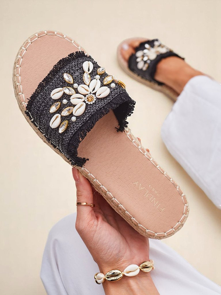 Royalfashion Helena Decor naiste sandaalid mustad espadrillid merekarbikestega