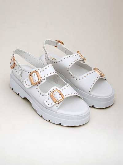 Royalfashion Women's Thick Sole Sandals with Rhinestones Rocky Chic