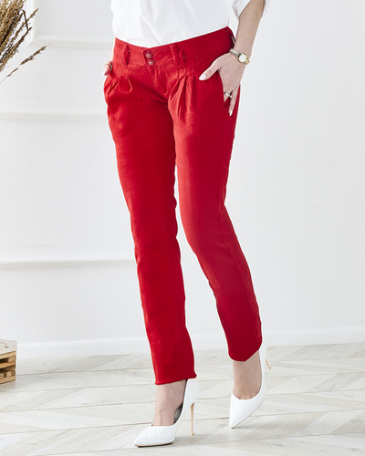 Women's red fabric low waist trousers - Clothing