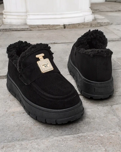 Black Kalliope platform shoes with fur