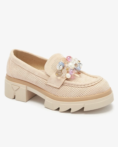 Naiste beežid läbikäidud mokassinid Peloga- Footwear