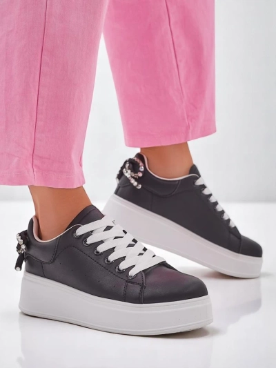 Royalfashion Women's platform sports sneakers Ribbon Bow