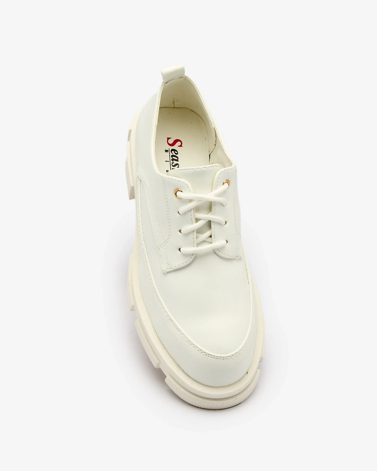 Royalfashion White Women's Solid Sole Trendy Chunky Half Shoes