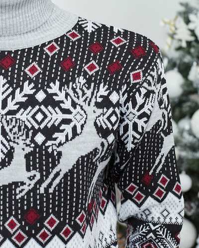 Royalfashion jõulukirju meeste turtleneck kampsun, hall