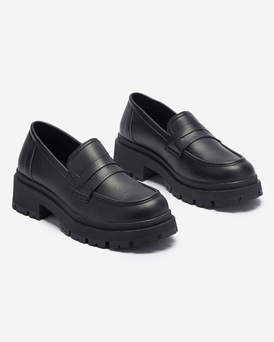 Eco leather black moccasins for women Firlonna- Footwear