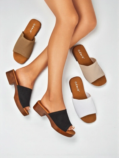 Royalfashion Women's Low-Heeled Ribbed Grace Clogs