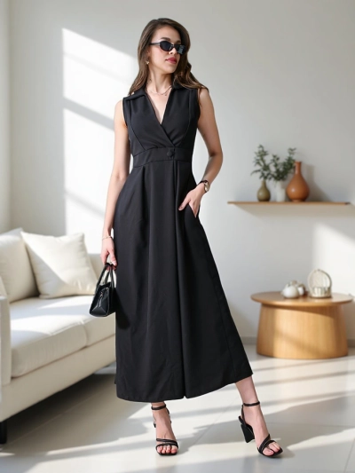 Royalfashion Naiste ilma varrukateta kleit mähisega kraega Bizness