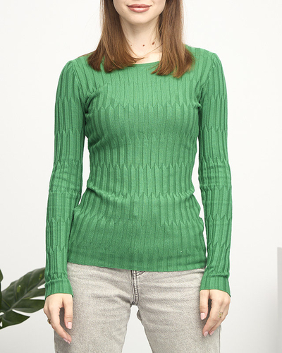 Women's green ribbed sweater - Clothing