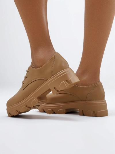 Royalfashion Women's lace-up shoes with a thicker sole Gofey