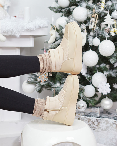 Royalfashion Women's snow boots in beige color Fopinia