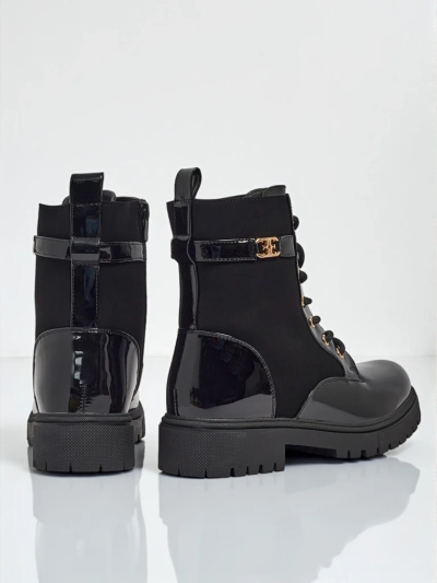 Lace-up ankle boots made of matte and patent eco-leather Alvinea