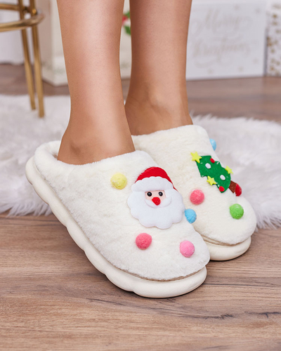 Royalfashion Christmas women's slippers in white Fertemse