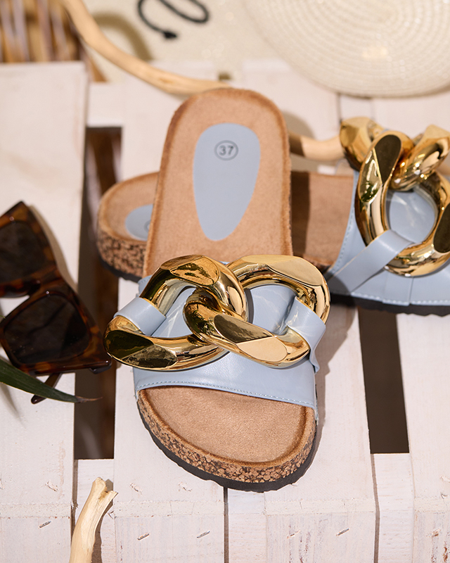 Тапочки женские синие с декором Sofig- Footwear