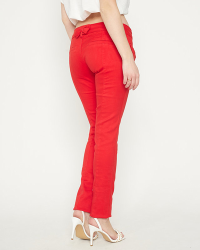Women's red fabric low waist trousers - Clothing