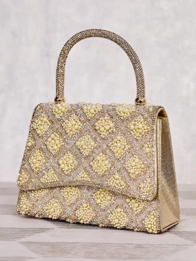 Royalfashion Small women's handbag with rhinestones and pearls