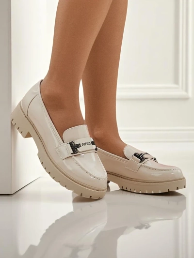 Naiste beežid madala kontsaga kunstnahast Atena loaferid