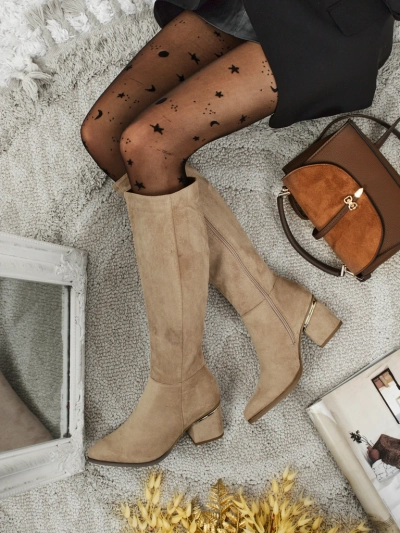 Women's Eco-Suede Block Heel Boots Niefio