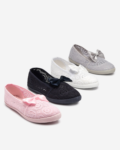 Girls' sneakers with Osmo gray bow - Footwear