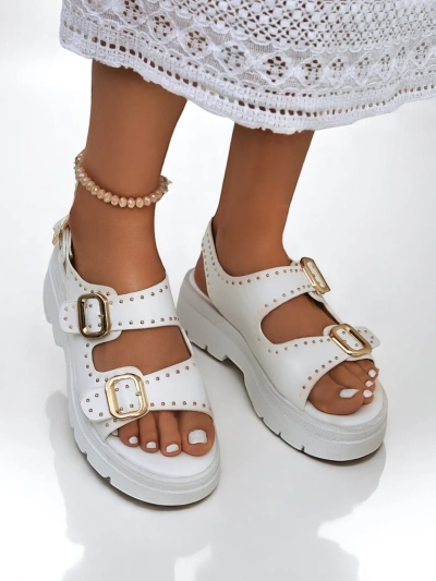 Royalfashion Naiste sandaalid paksu tallaga kivikestega Rocky Chic