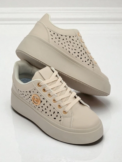 Women's Ecru Platform Sneakers Boreas Royalfashion Eco Leather