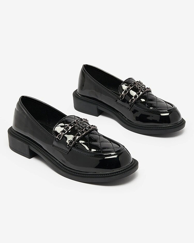 Royalfashion Lacquered black moccasins with quilted nose Kusanna
