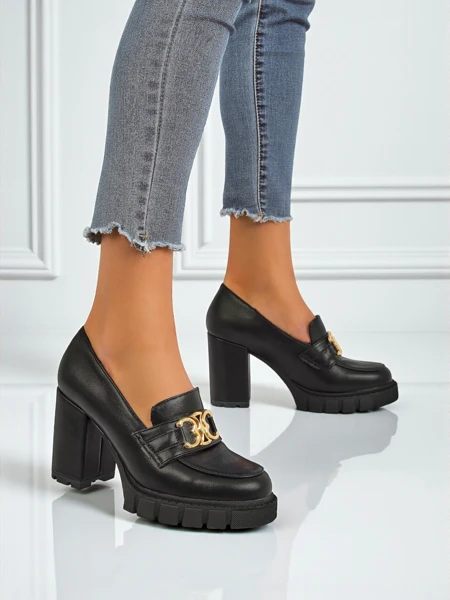 Naiste Nero Aurora plokk-kontsaga kingad kuldse pannaga, öko-nahk