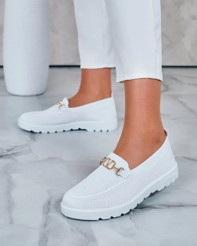 Royalfashion Женские тканевые мокасины с золотым украшением Erticae