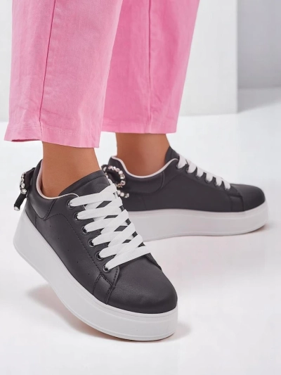 Royalfashion Women's platform sports sneakers Ribbon Bow