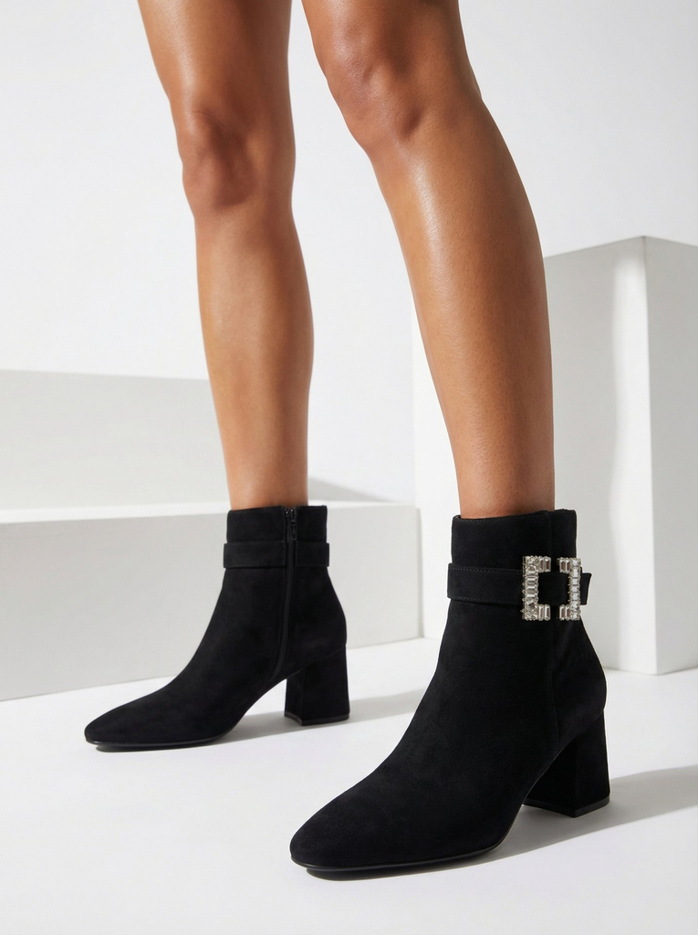 Royalfashion Black women's low stiletto boots Masemart