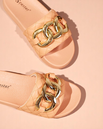 Naiste korallidest tepitud sandaalid kuldketiga Eteris - Jalatsid