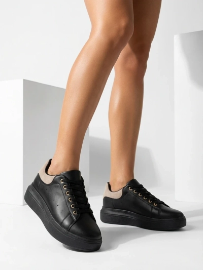 Women's Callista Royalfashion black eco-leather platform sneakers