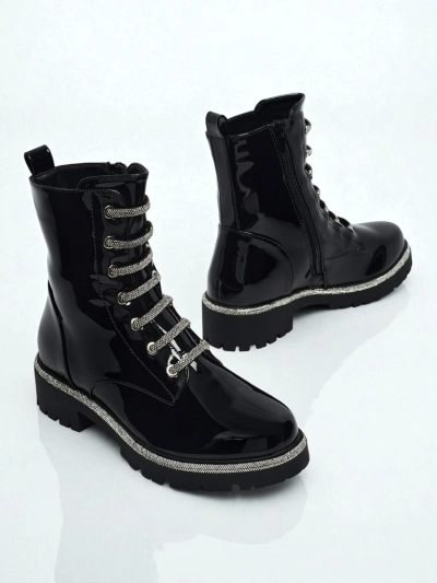 Fjorra Women's Patent Lace-up Ankle Boots