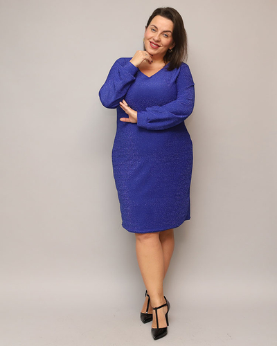 Royalfashion Glittery naiste kleit enne põlve tumesinine PLUS SIZE