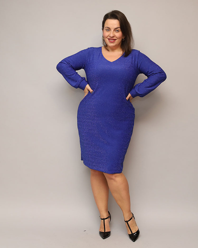 Royalfashion Glittery naiste kleit enne põlve tumesinine PLUS SIZE