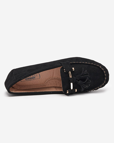 Women's black moccasins with fringes Amillad - Footwear