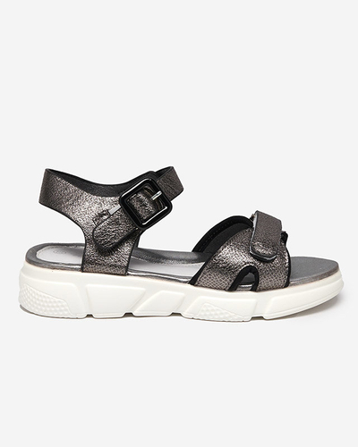 Graphite shiny girls' sandals Jenilo - Footwear