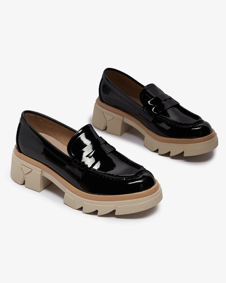 Черные женские мокасины из лакированной экокожи Sepop- Footwear