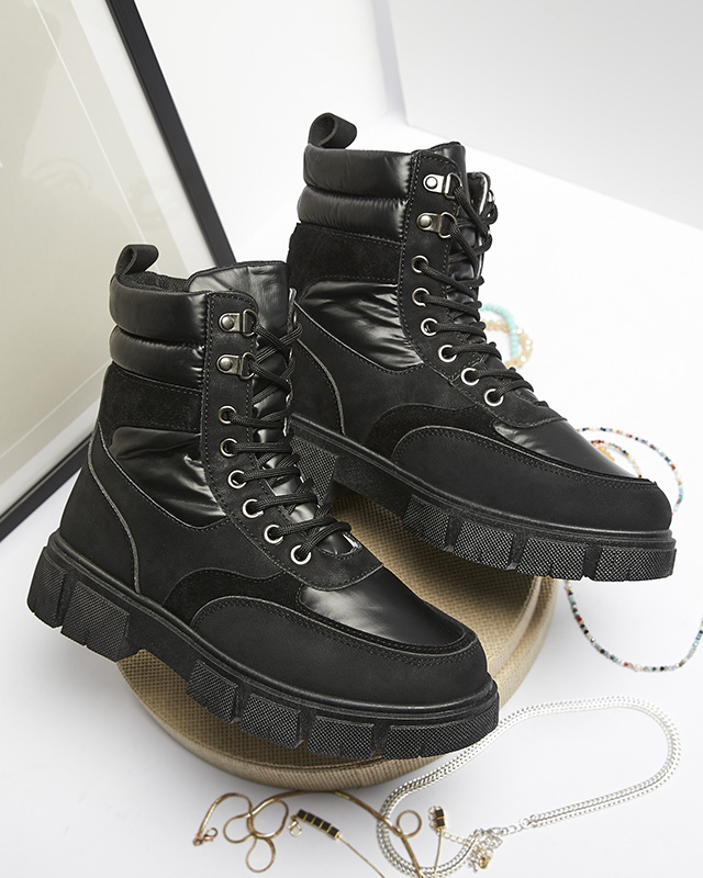 Черные женские утепленные ботинки-трапперы Kasemi- Footwear