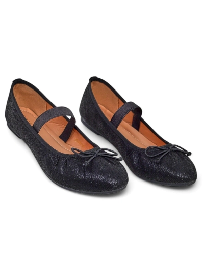 Royalfashion Shiny women's ballet flats with bow and elastic Safte