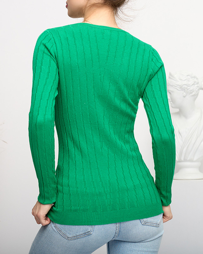 Women's green round neck sweater - Clothing