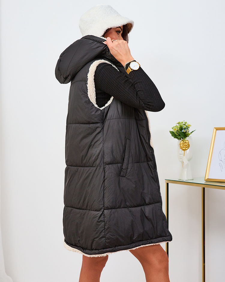 Royalfashion Black and cream long double-sided women's vest