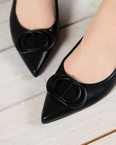 Women's black pointed ballerinas with an ornament on the toe Manico - Footwear