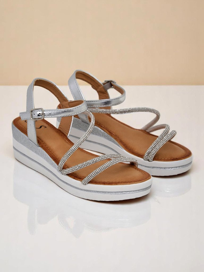 Royalfashion Women’s wedge sandals with rhinestones Ballosa