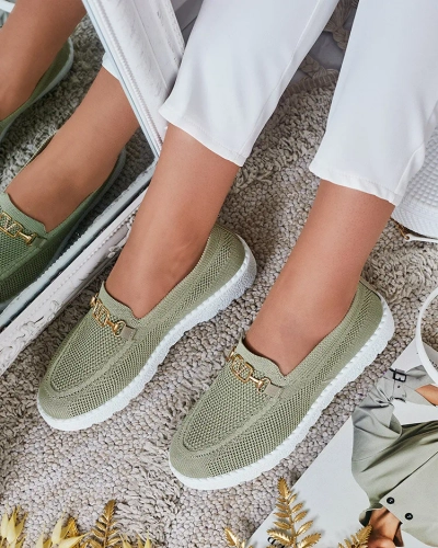 Royalfashion Women's fabric moccasins with gold embellishment Erticae