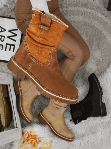 Высокие женские ботинки из эко-замши Liora