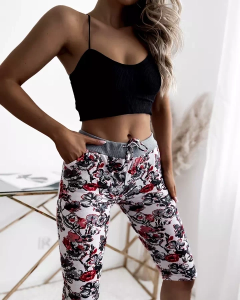 Halli ja punase mustriga 3/4 naiste lühikesed püksid PLUSS SUURUS - Riietus